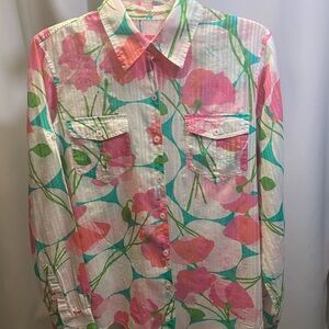 Lilly Pulitzer Pink and Green Floral Women’s Shirt